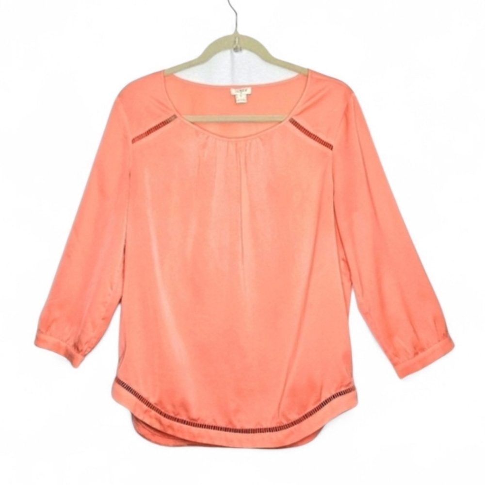 J. Crew Tunic Top. 3/4 Sleeves Cantaloupe Orange. Size Small.